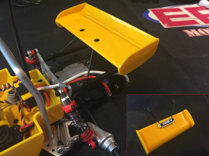 A small aluminum bracket mounts the wing it the wing wire and provides support.